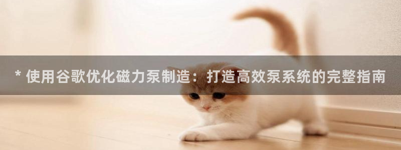 彩神Vll：* 使用谷歌优化磁力泵制造：打造高效泵系统的完整